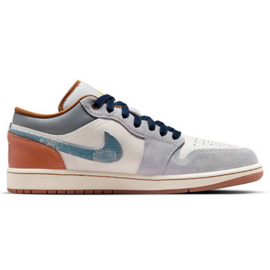 Air Jordan 1 Low SE Phantom Repaired Denim Swoosh- Streetwear Fashion - evapacs.com