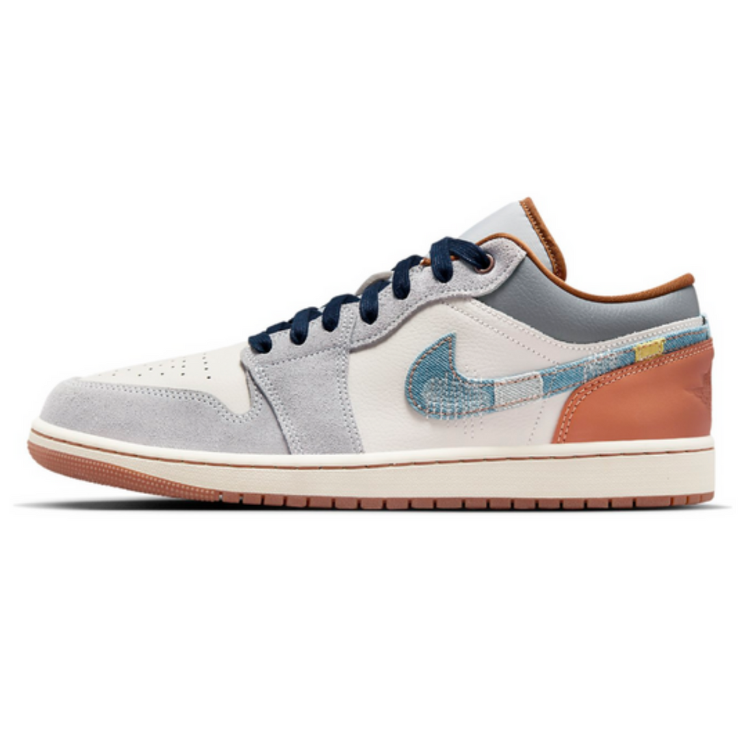 Air Jordan 1 Low SE Phantom Repaired Denim Swoosh- Streetwear Fashion - evapacs.com