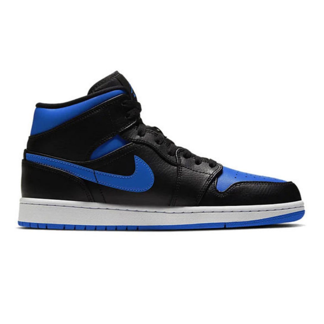 Air Jordan 1 Mid 'Black Hyper Royal'- Streetwear Fashion - evapacs.com