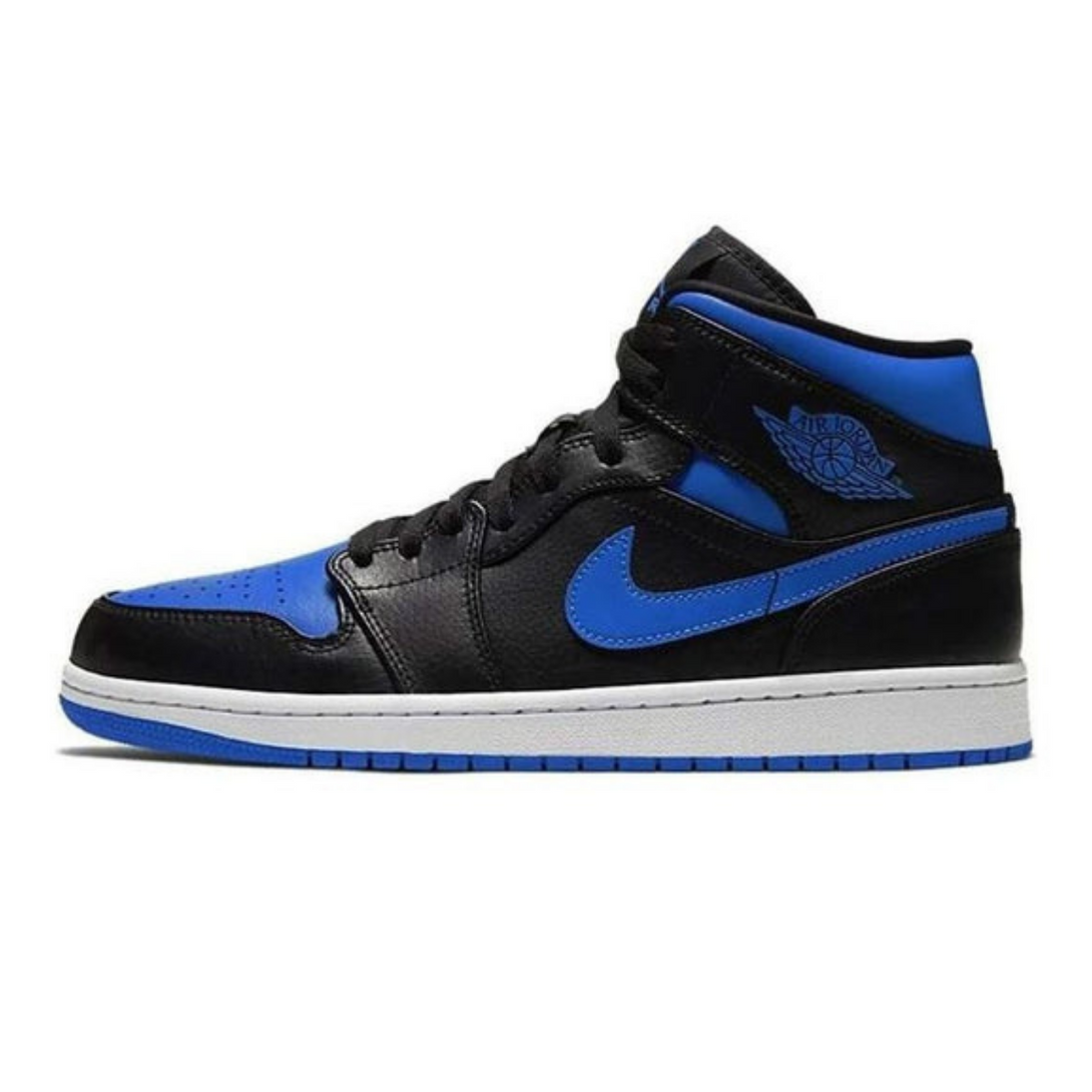 Air Jordan 1 Mid 'Black Hyper Royal'- Streetwear Fashion - evapacs.com