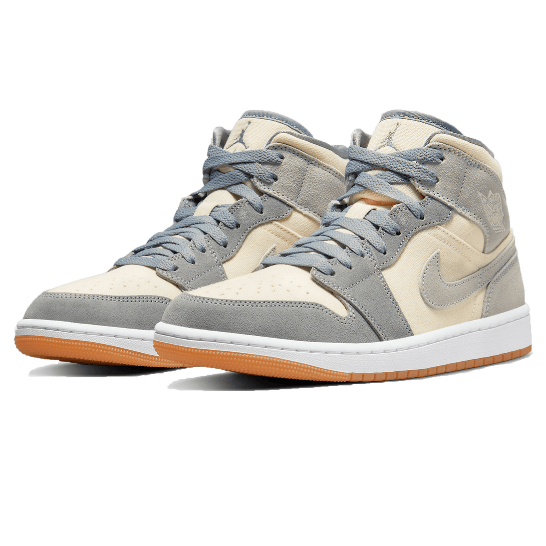 Air Jordan 1 Mid Coconut Milk Particle Grey- Streetwear Fashion - evapacs.com