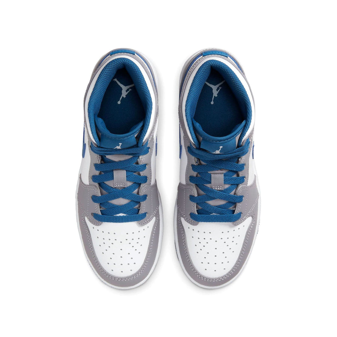 Air Jordan 1 Mid GS 'Cement True Blue'- Streetwear Fashion - evapacs.com