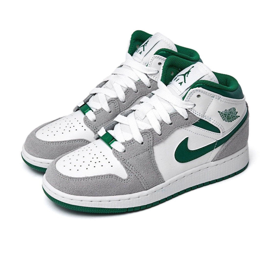 Air Jordan 1 Mid GS 'Green Grey'- Streetwear Fashion - evapacs.com