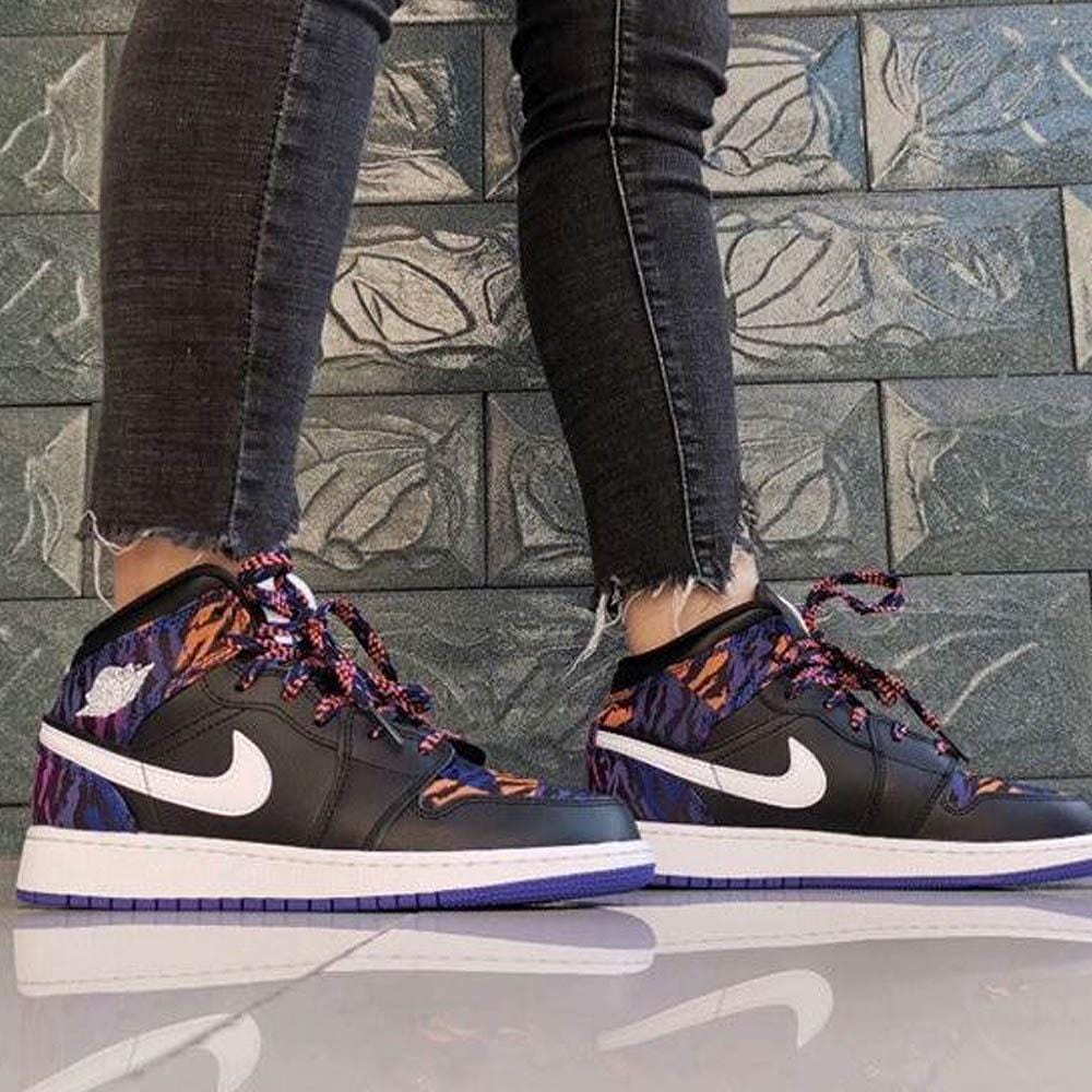 Air Jordan 1 Mid GS 'Tiger Print'- Streetwear Fashion - evapacs.com