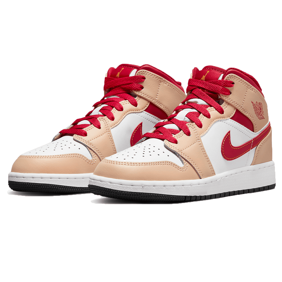 Air Jordan 1 Mid GS 'White Onyx Light Curry'- Streetwear Fashion - evapacs.com