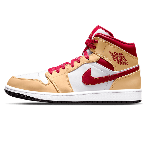 Air Jordan 1 Mid 'Light Curry Cardinal Red'- Streetwear Fashion - evapacs.com