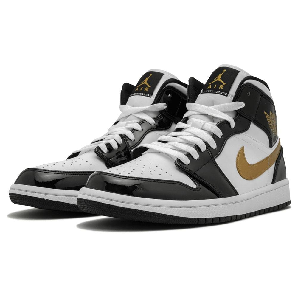 Air Jordan 1 Mid Patent 'Black Gold'- Streetwear Fashion - evapacs.com