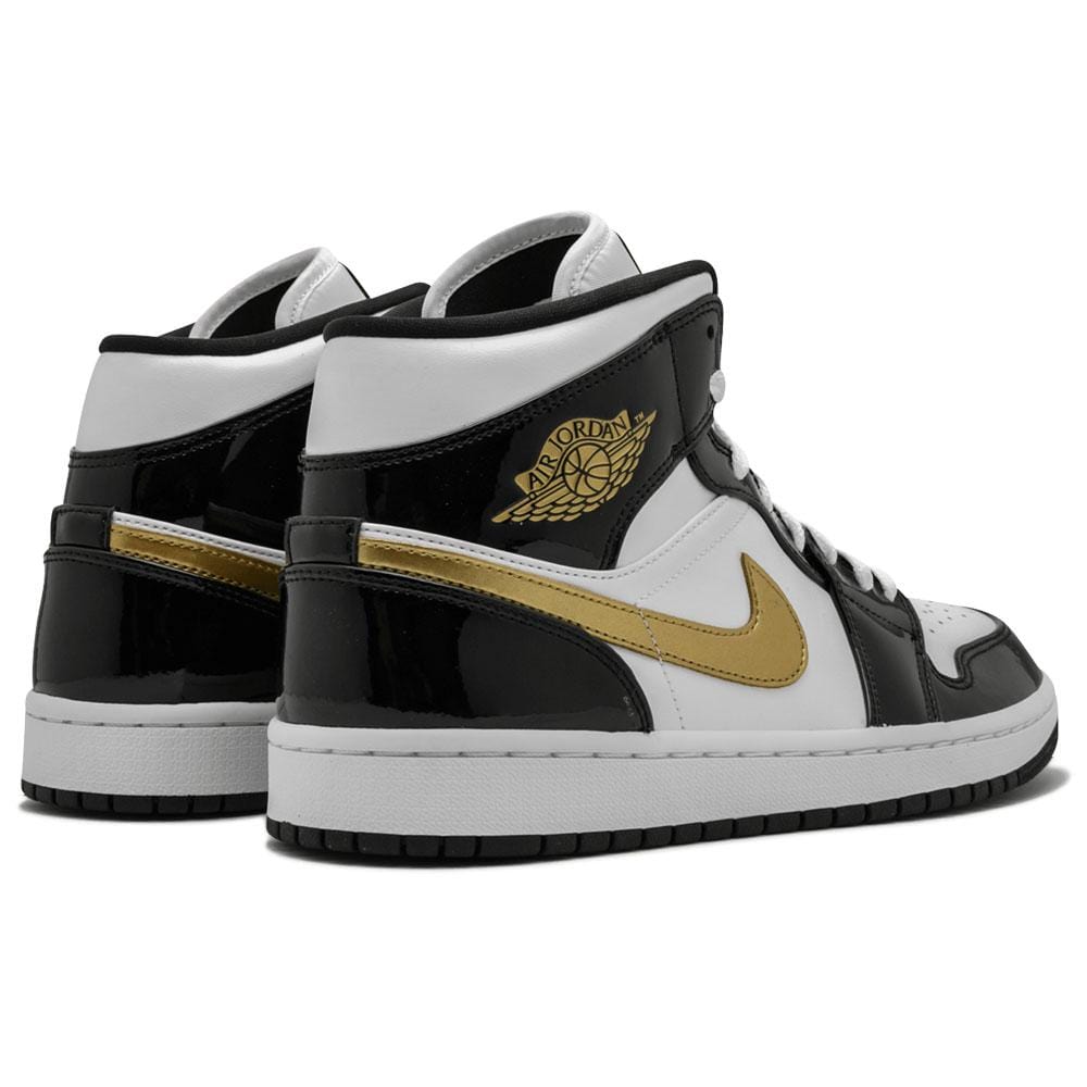 Air Jordan 1 Mid Patent 'Black Gold'- Streetwear Fashion - evapacs.com