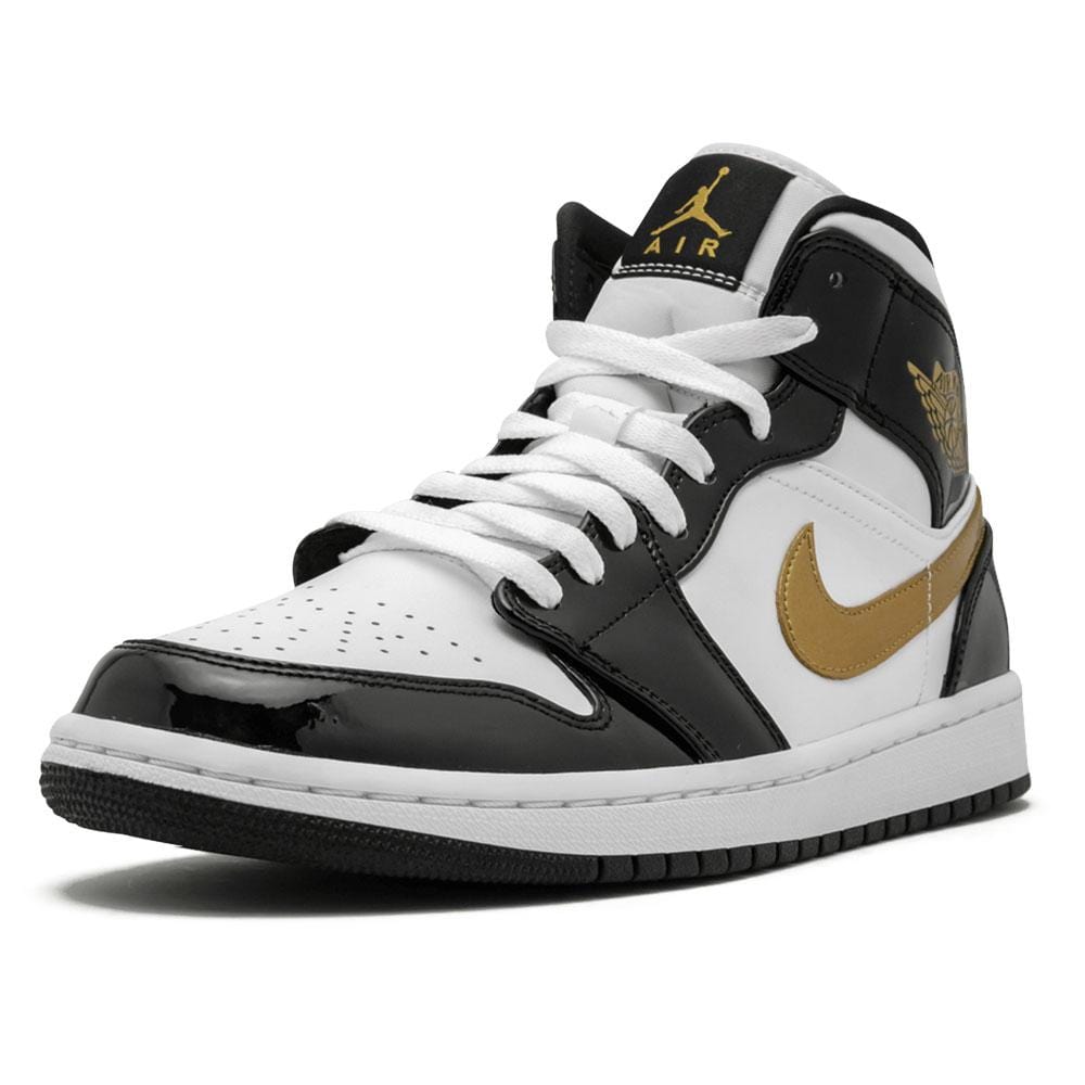 Air Jordan 1 Mid Patent 'Black Gold'- Streetwear Fashion - evapacs.com