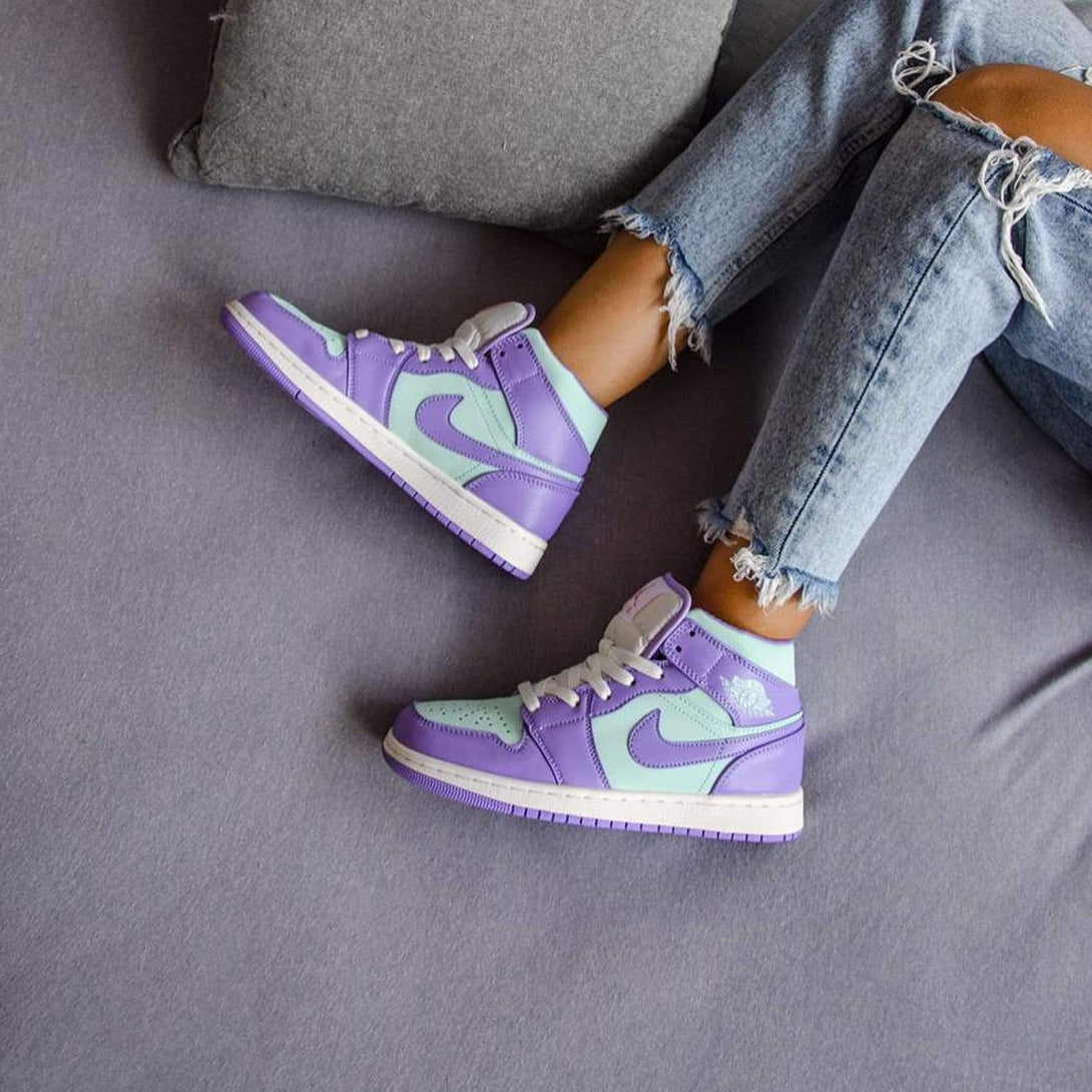 Air Jordan 1 Mid 'Purple Aqua'- Streetwear Fashion - evapacs.com