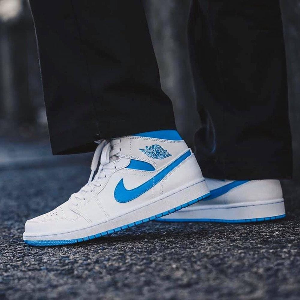 Air Jordan 1 Wmns Mid 'UNC' White Carolina Blue- Streetwear Fashion - evapacs.com