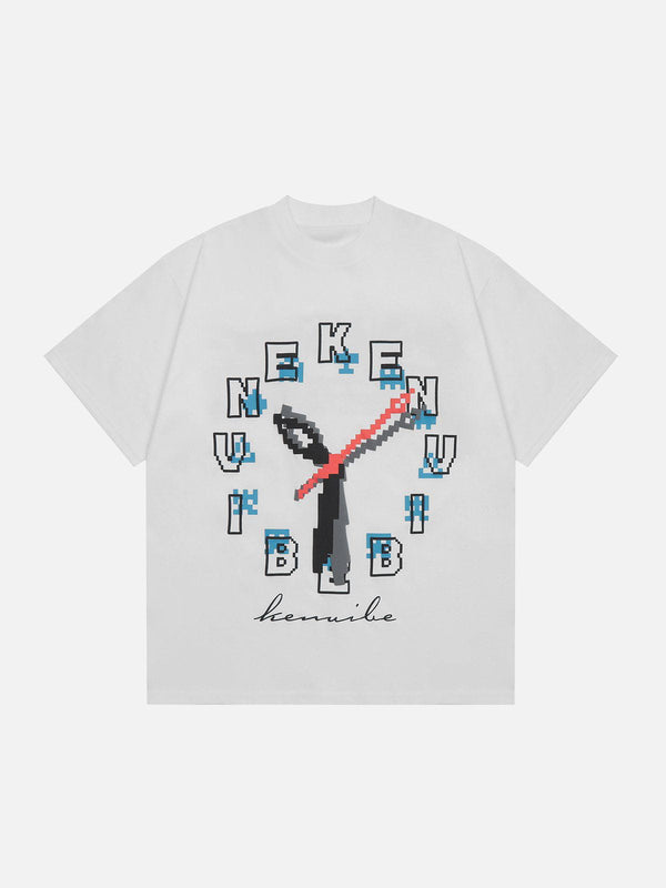 Evapacs - Alphabet Clock Print Tee- Streetwear Fashion - evapacs.com