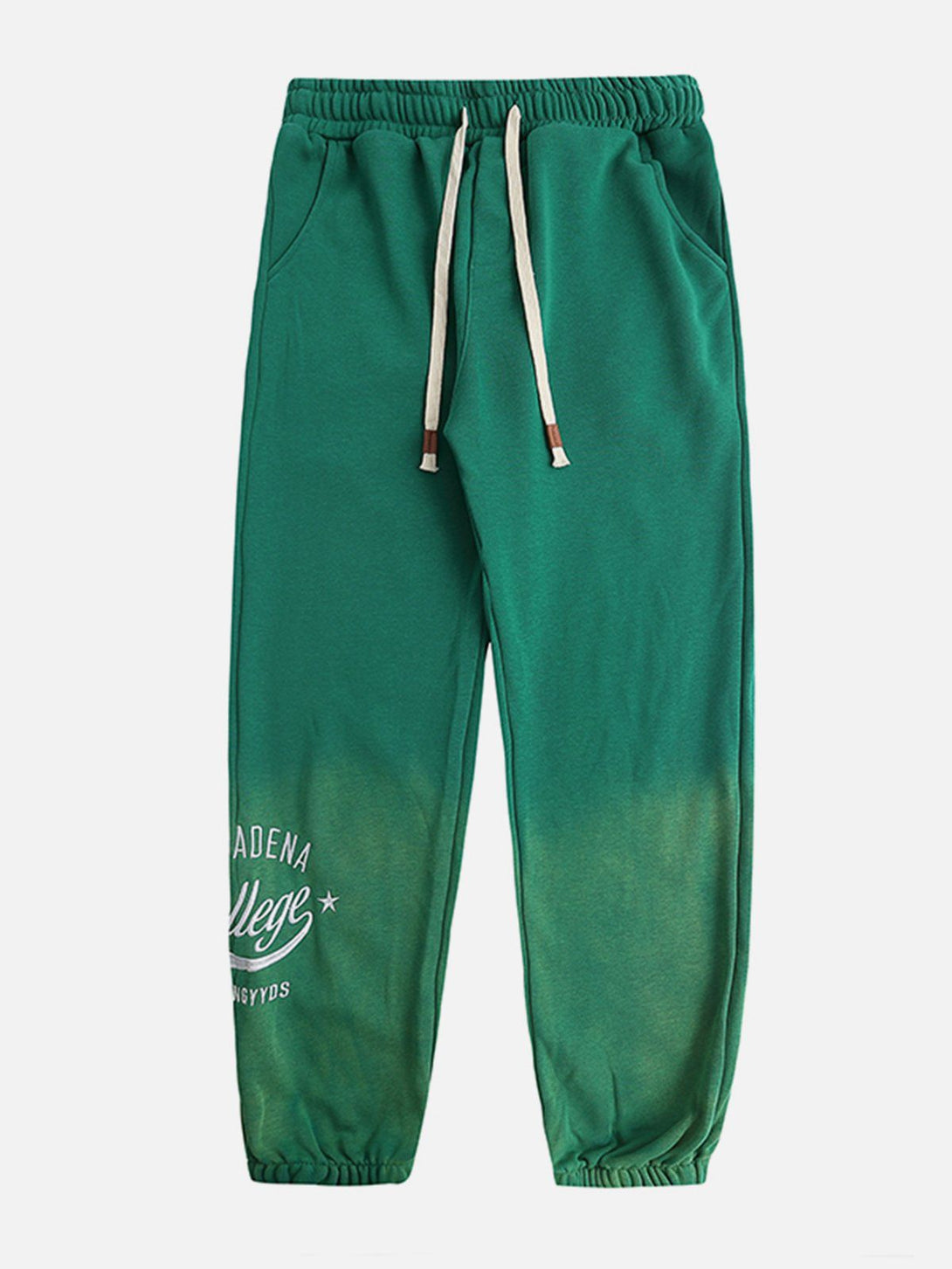 Evapacs - Alphabet Embroidered Gradient Washed Fleece Sweatpants- Streetwear Fashion - evapacs.com