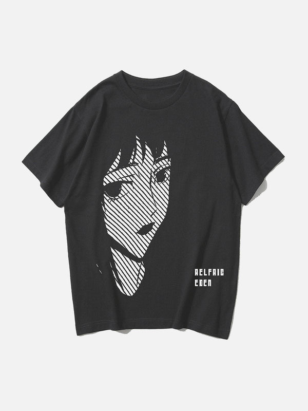 Evapacs - Anime Girl Print Tee- Streetwear Fashion - evapacs.com