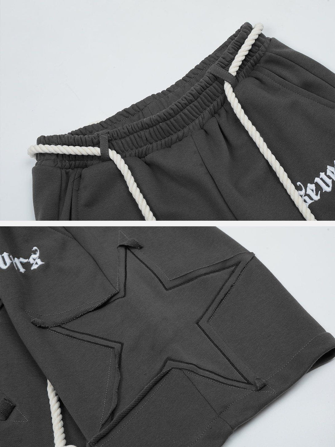 Evapacs - Applique Star Embroidery Shorts- Streetwear Fashion - evapacs.com