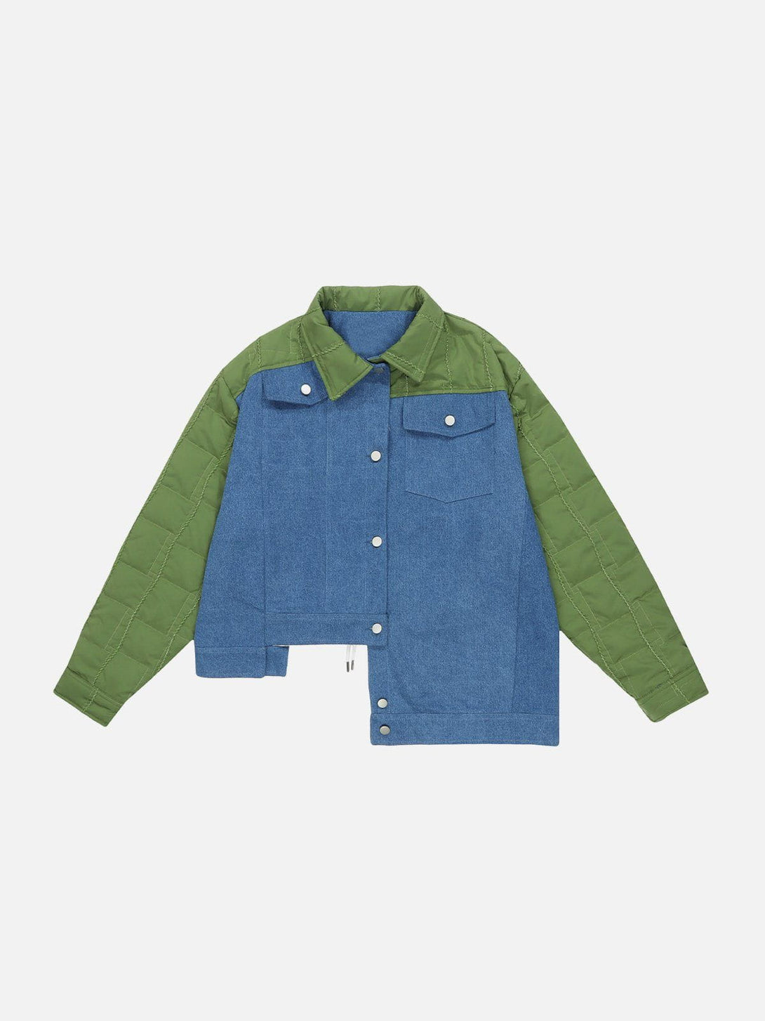 Evapacs - Asymmetric Hem Denim Jacket- Streetwear Fashion - evapacs.com