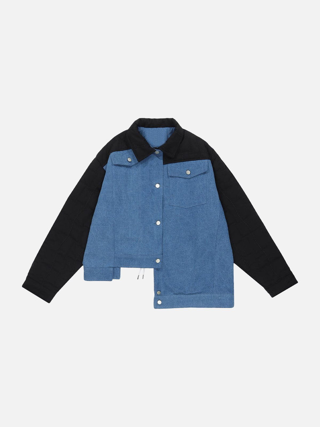 Evapacs - Asymmetric Hem Denim Jacket- Streetwear Fashion - evapacs.com