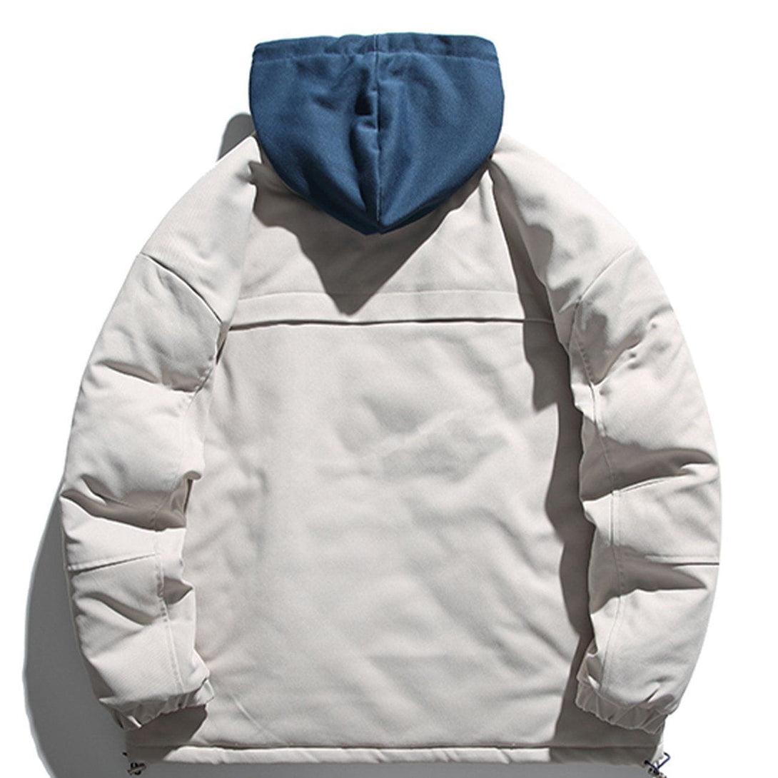 Evapacs - Badge Stitching Hooded Winter Coat- Streetwear Fashion - evapacs.com