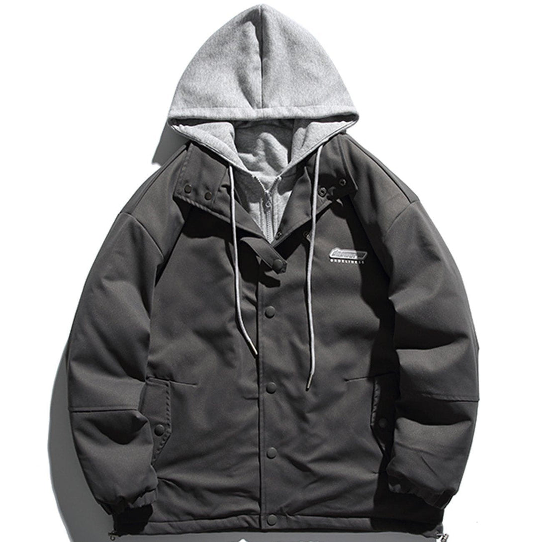 Evapacs - Badge Stitching Hooded Winter Coat- Streetwear Fashion - evapacs.com