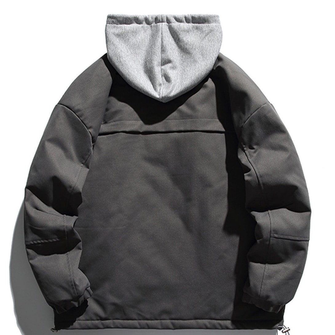 Evapacs - Badge Stitching Hooded Winter Coat- Streetwear Fashion - evapacs.com