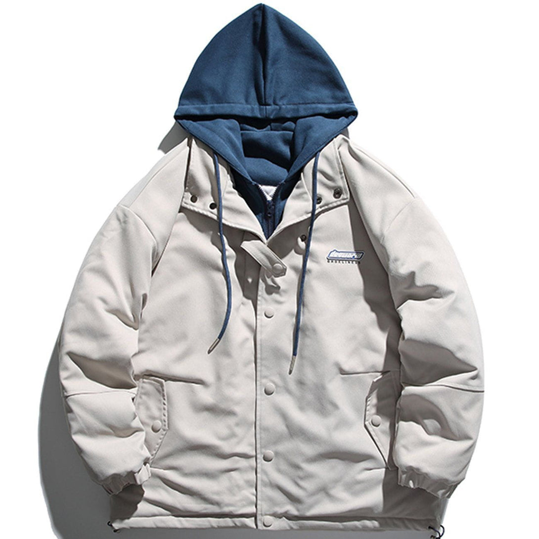 Evapacs - Badge Stitching Hooded Winter Coat- Streetwear Fashion - evapacs.com