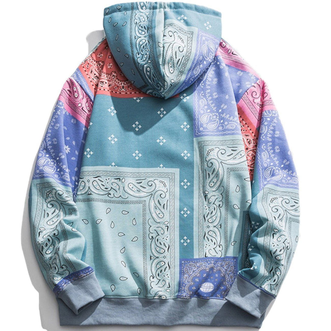 Evapacs - Bandana Print Panel Hoodie- Streetwear Fashion - evapacs.com