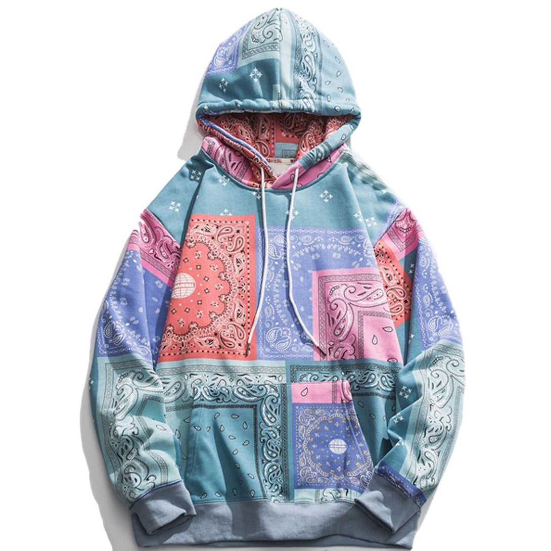 Evapacs - Bandana Print Panel Hoodie- Streetwear Fashion - evapacs.com