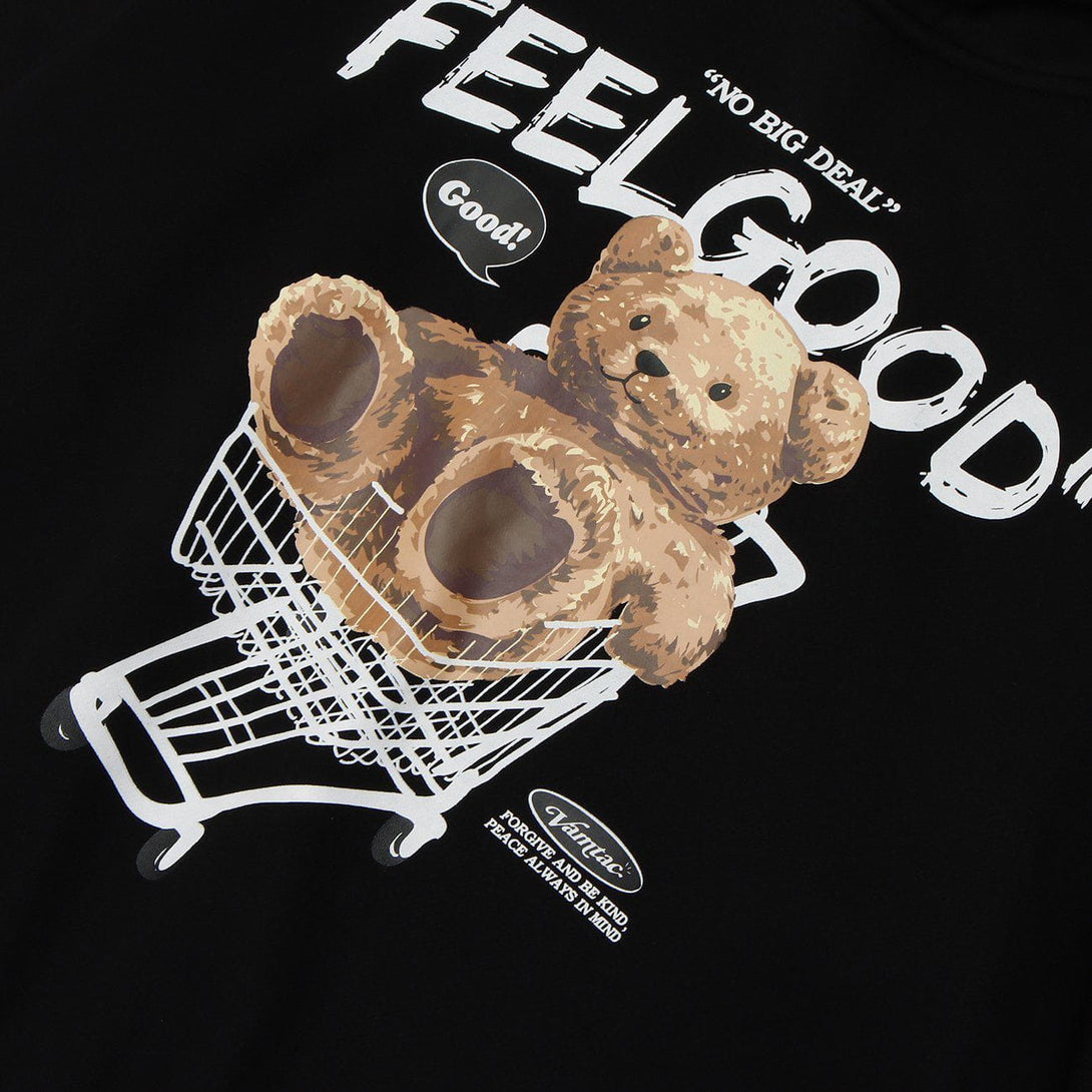 Evapacs - Bear Letter Shopping Cart Print Hoodie- Streetwear Fashion - evapacs.com