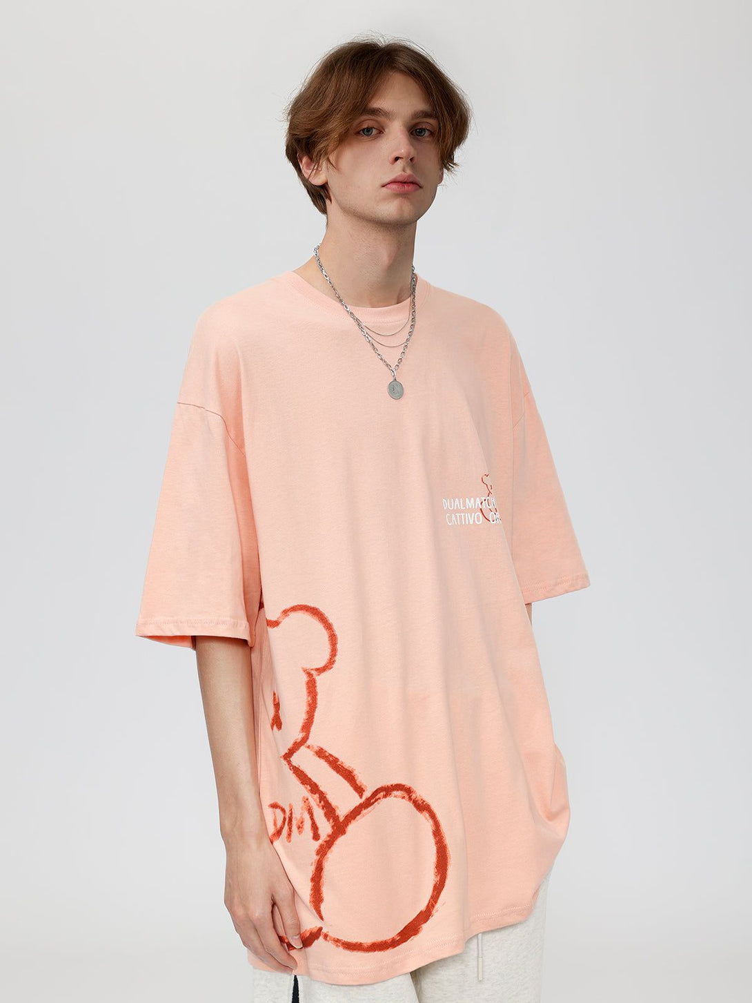 Evapacs - Bear Stick Figure Print Cotton Tee- Streetwear Fashion - evapacs.com