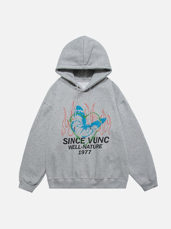 Evapacs - Butterfly Print Fleece Hoodie- Streetwear Fashion - evapacs.com