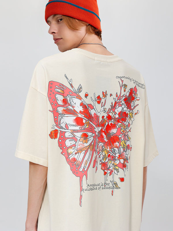 Evapacs - Butterfly Sakura Graphic Tee- Streetwear Fashion - evapacs.com