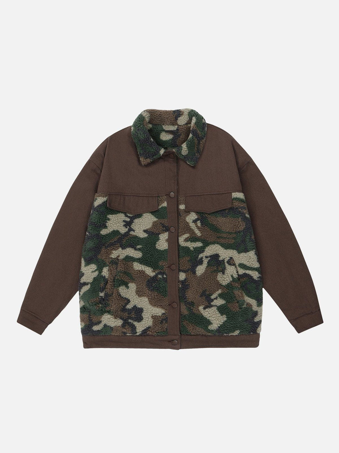 Evapacs - Camouflage Stitching Sherpa Coat- Streetwear Fashion - evapacs.com