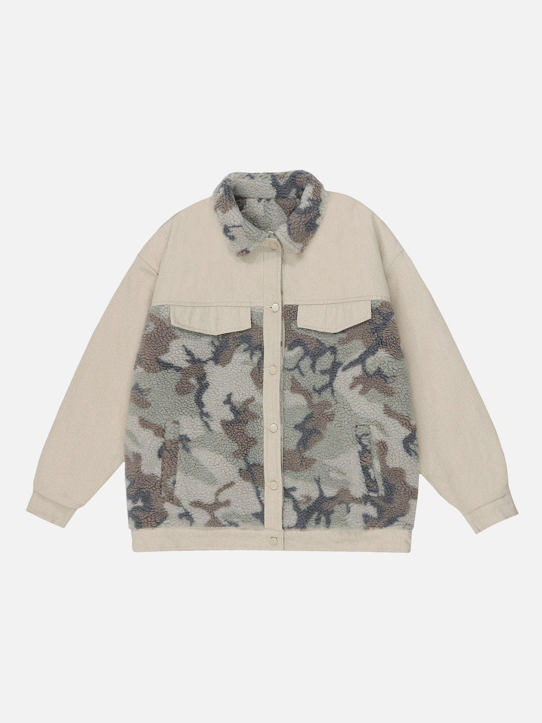 Evapacs - Camouflage Stitching Sherpa Coat- Streetwear Fashion - evapacs.com