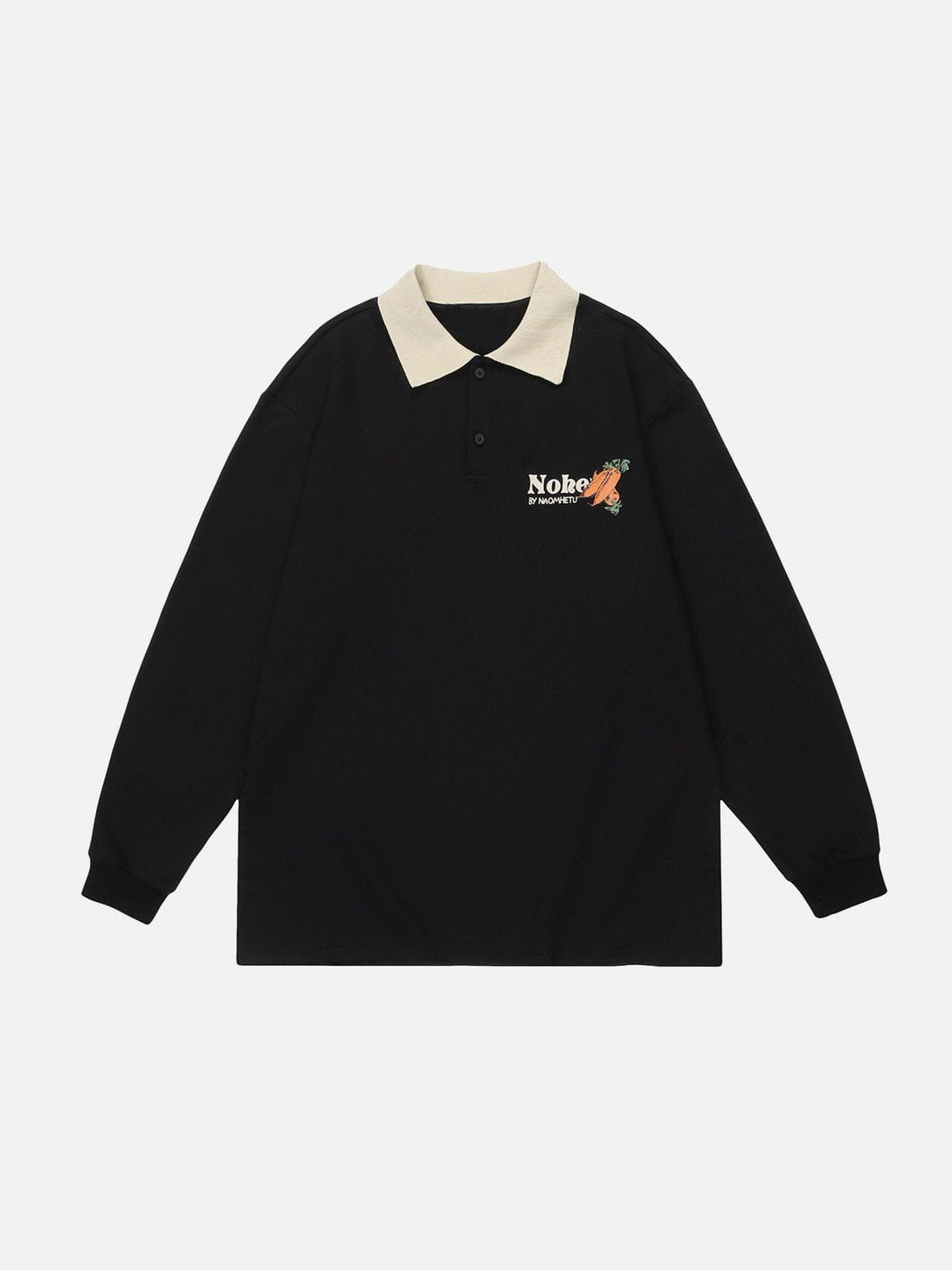 Evapacs - Carrot Print Polo Collar Sweatshirt- Streetwear Fashion - evapacs.com