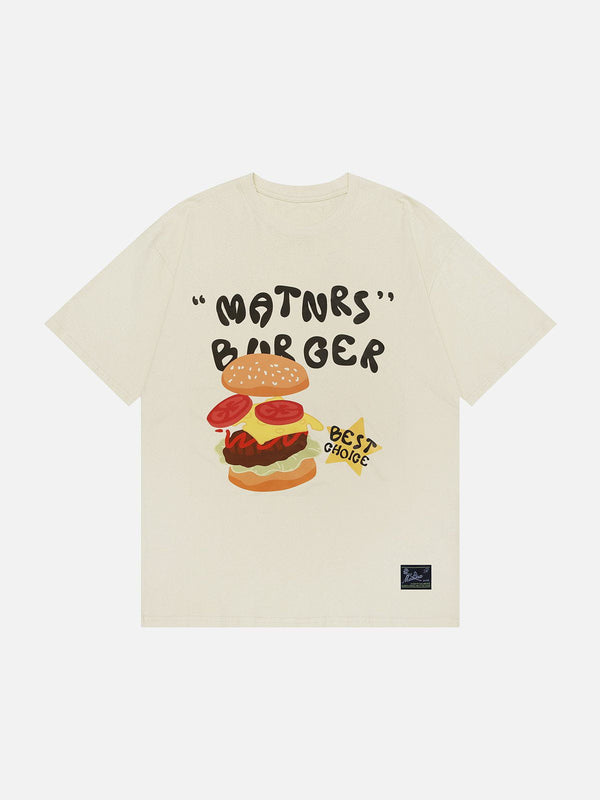 Evapacs - Cartoon Burger Print Tee- Streetwear Fashion - evapacs.com