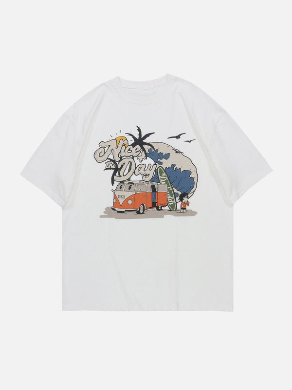 Evapacs - Cartoon Car Print Tee- Streetwear Fashion - evapacs.com