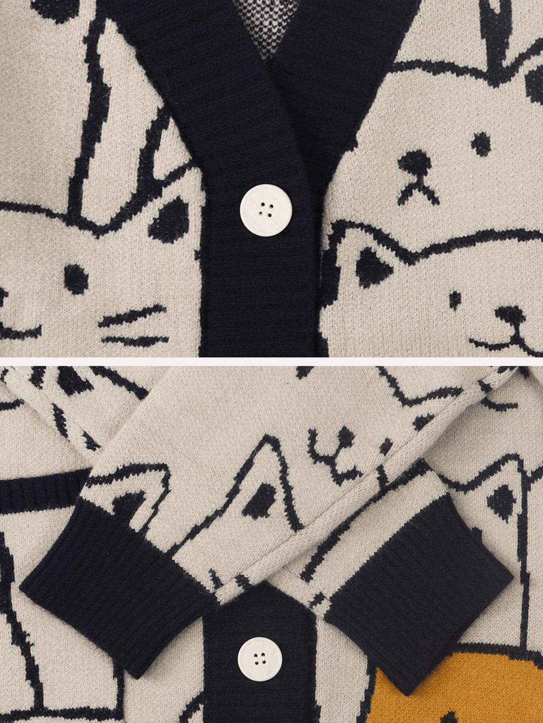 Evapacs - Cartoon Cat Print Knit Cardigan- Streetwear Fashion - evapacs.com