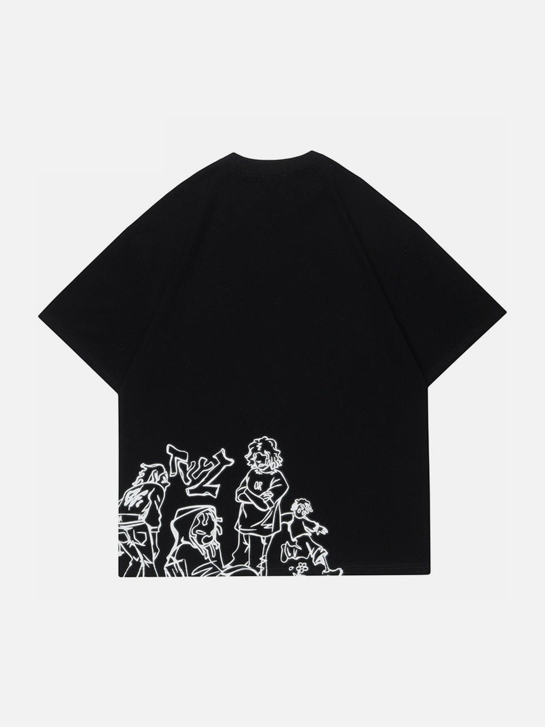 Evapacs - Cartoon Line Character Print Tee- Streetwear Fashion - evapacs.com