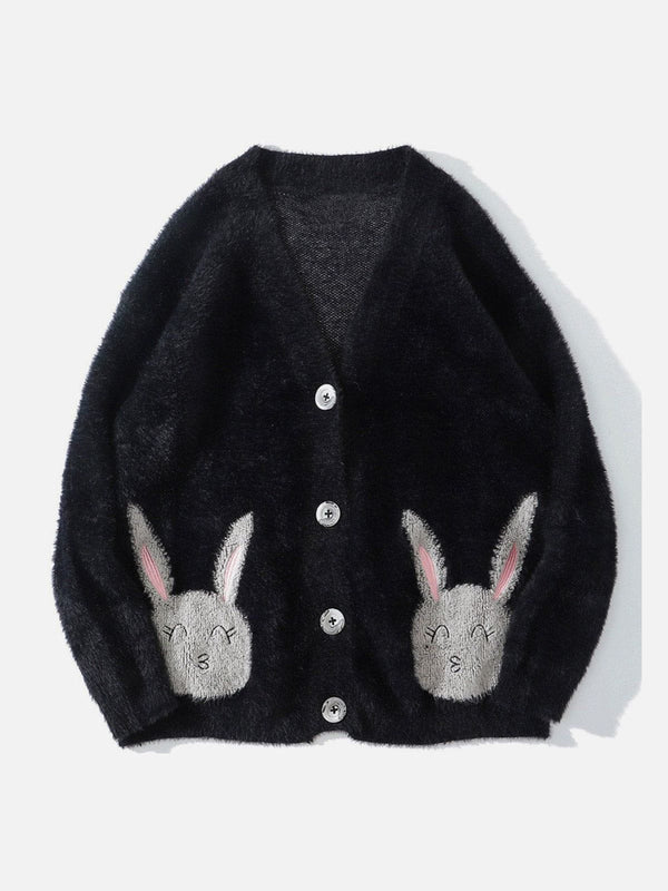 Evapacs - Cartoon Rabbit Embroidered Cardigan- Streetwear Fashion - evapacs.com