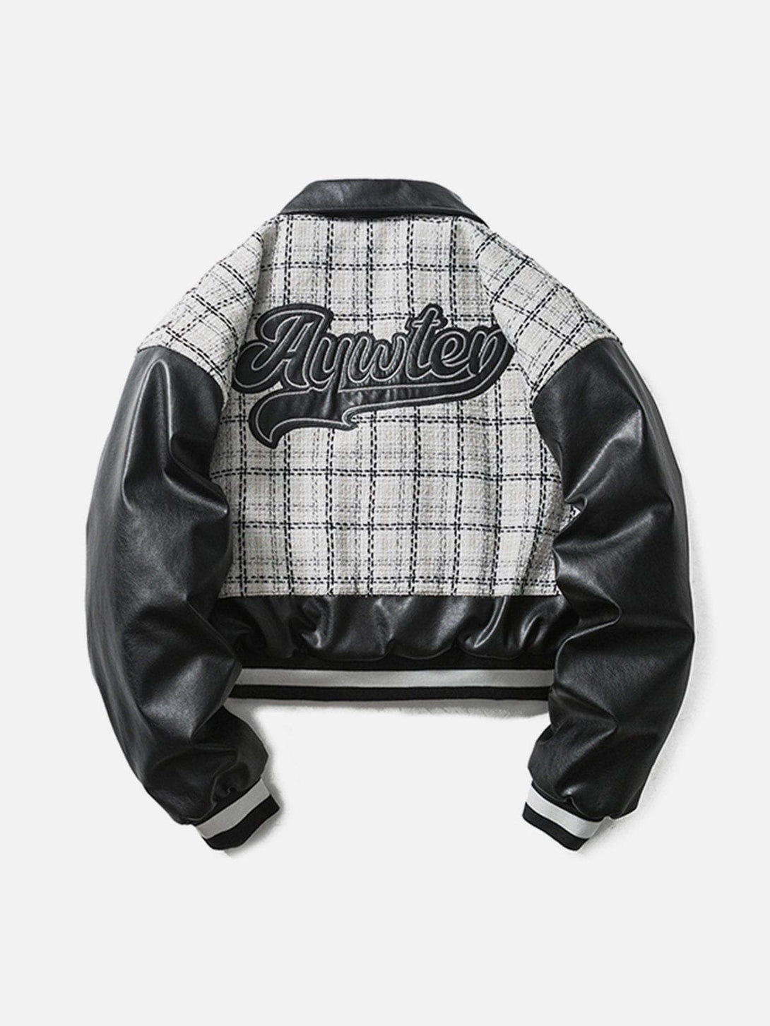 Evapacs - Check Patchwork PU Embroidery Winter Coat- Streetwear Fashion - evapacs.com