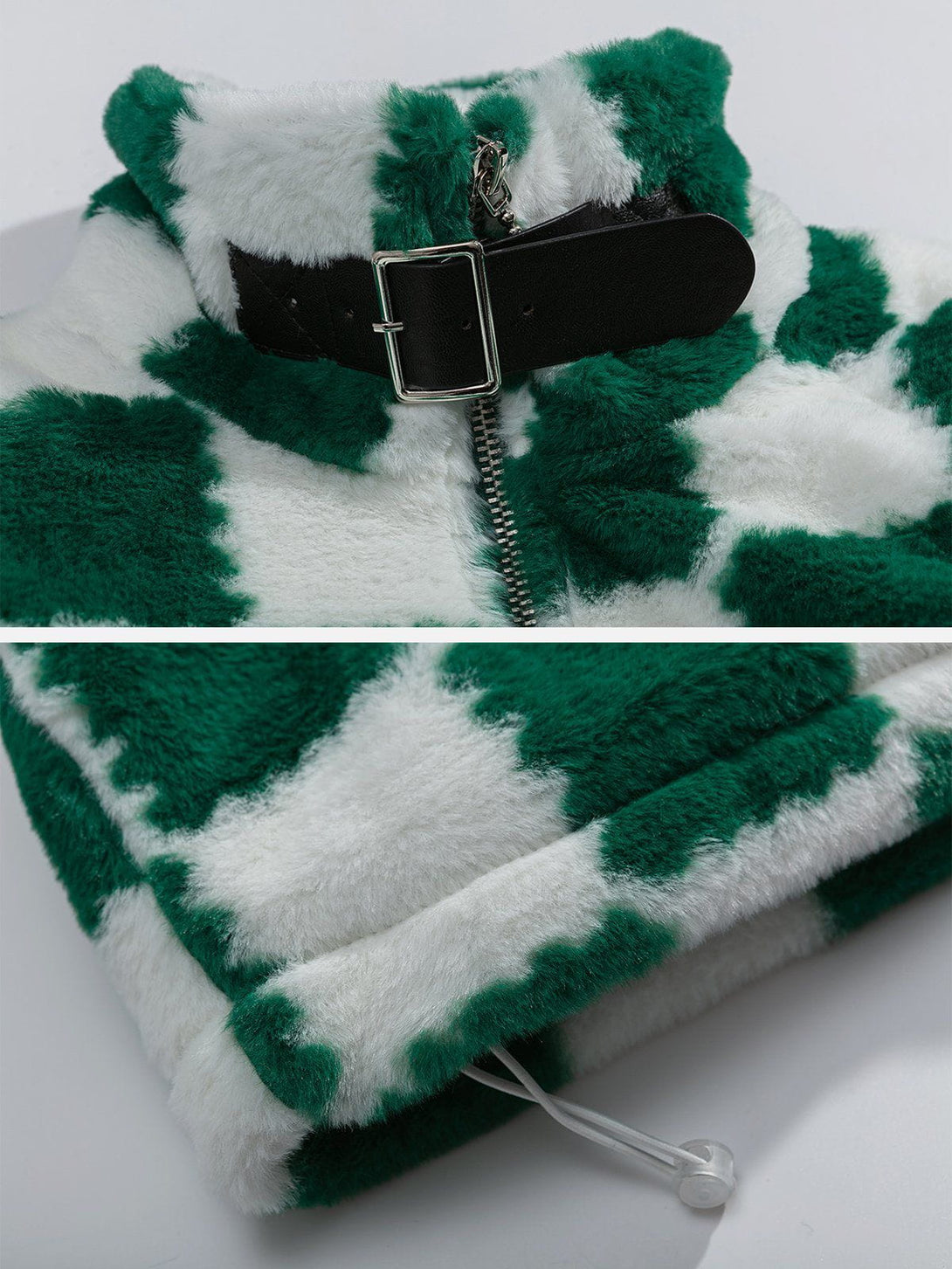 Evapacs - Checkerboard Embroidered Sherpa Winter Coat- Streetwear Fashion - evapacs.com