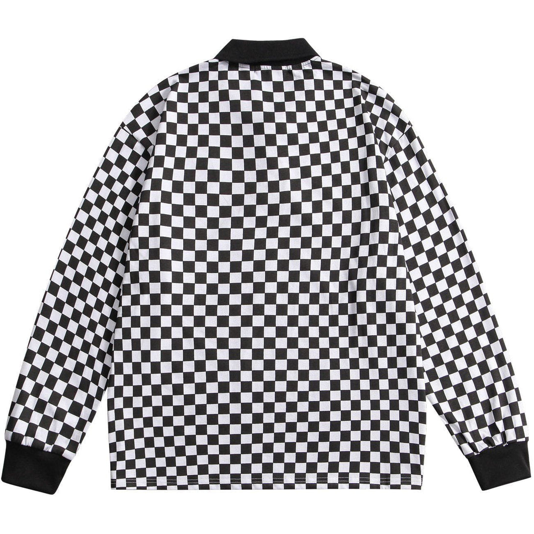 Evapacs - Checkerboard Patch Embroidered Sweatshirt- Streetwear Fashion - evapacs.com