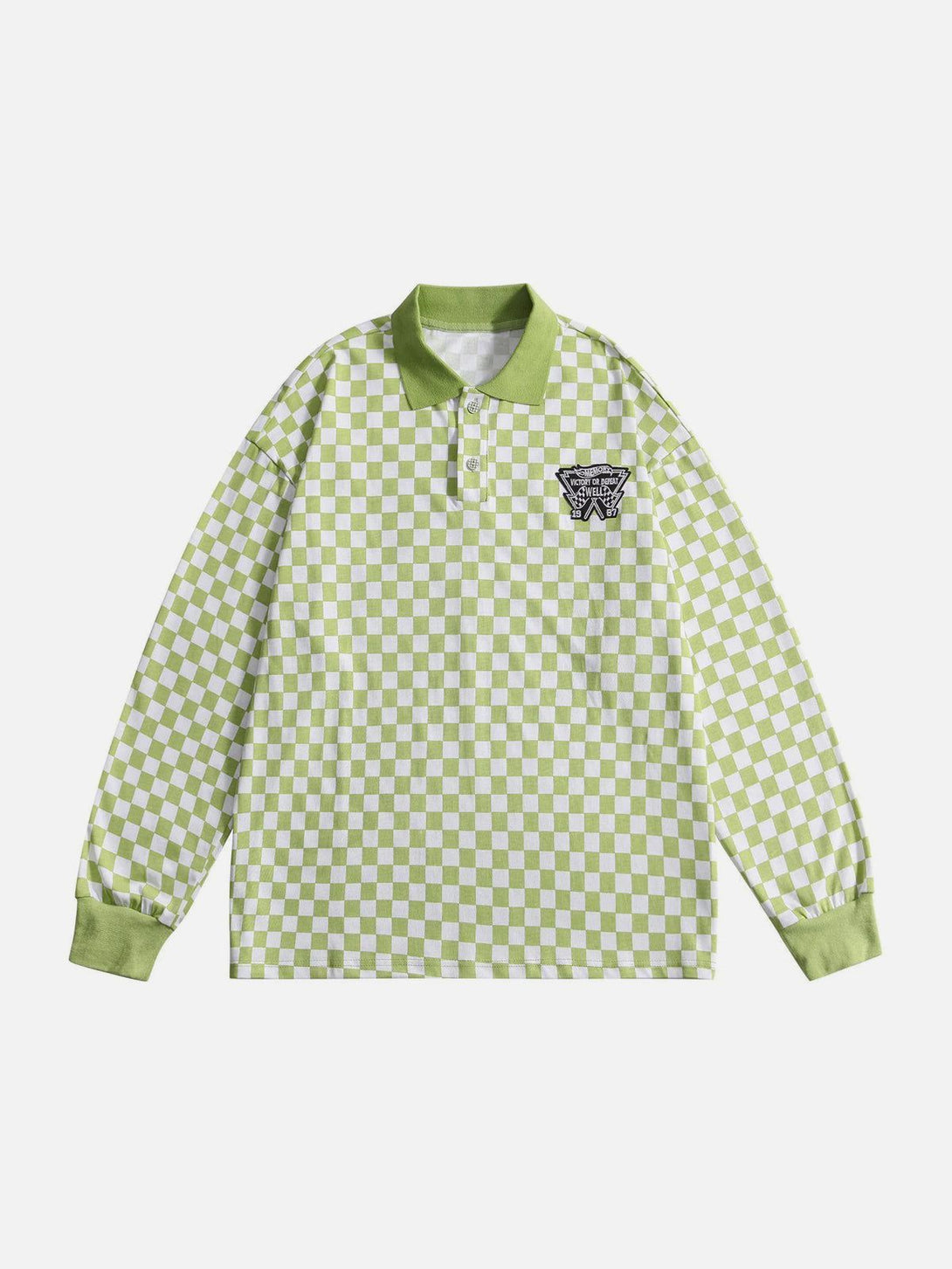 Evapacs - Checkerboard Patch Embroidered Sweatshirt- Streetwear Fashion - evapacs.com