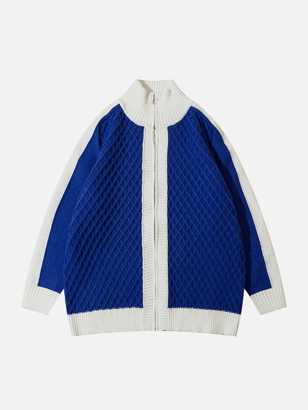 Evapacs - Clashing Color Patchwork Cardigan- Streetwear Fashion - evapacs.com