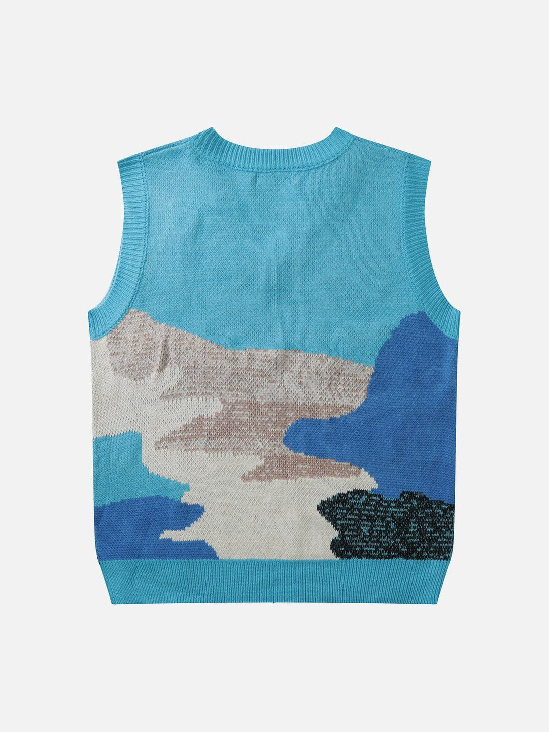 Evapacs - Color Block Jacquard Sweater Vest- Streetwear Fashion - evapacs.com