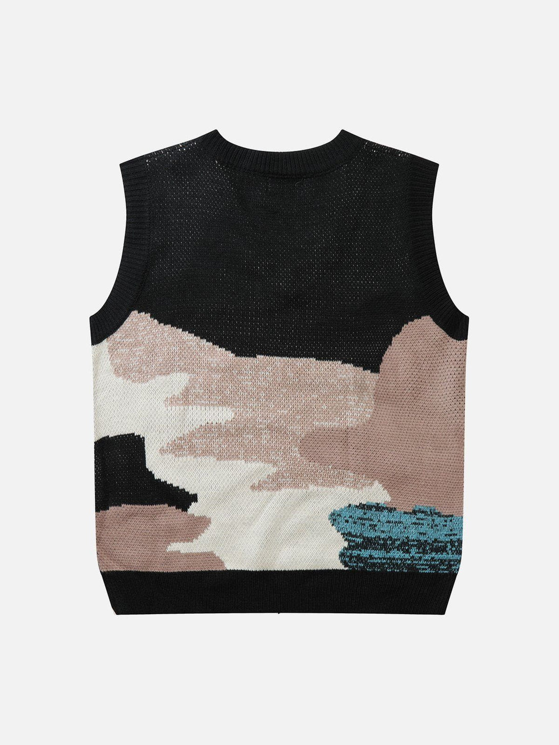 Evapacs - Color Block Jacquard Sweater Vest- Streetwear Fashion - evapacs.com