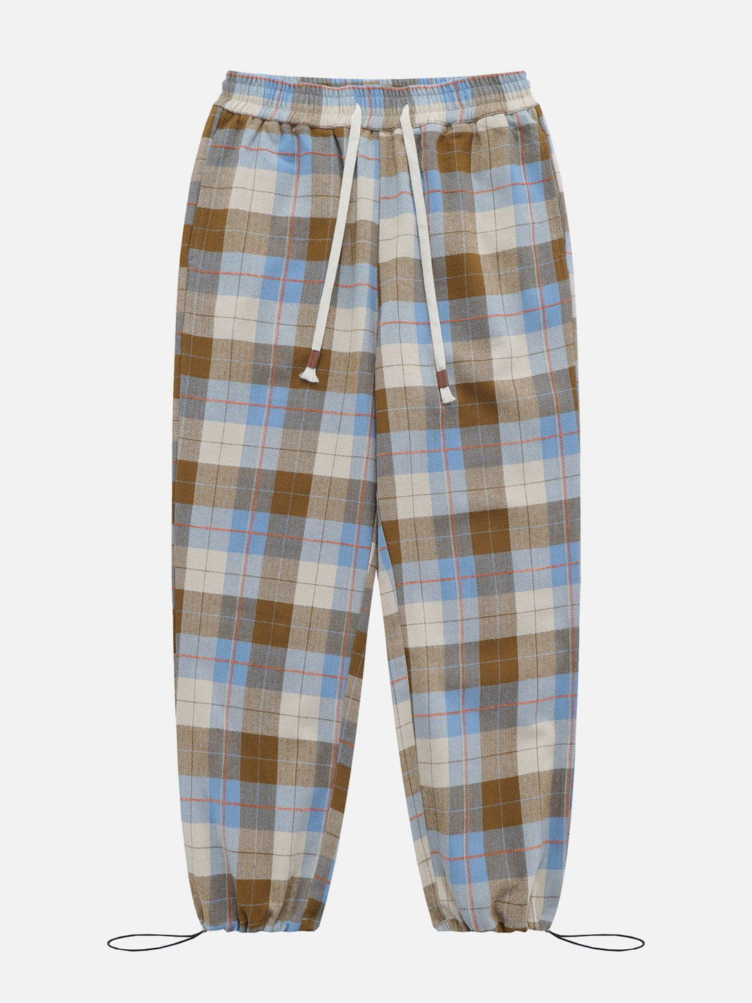 Evapacs - Color Block Plaid Drawstring Pants- Streetwear Fashion - evapacs.com