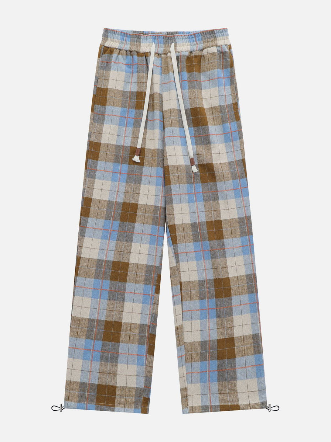 Evapacs - Color Block Plaid Drawstring Pants- Streetwear Fashion - evapacs.com