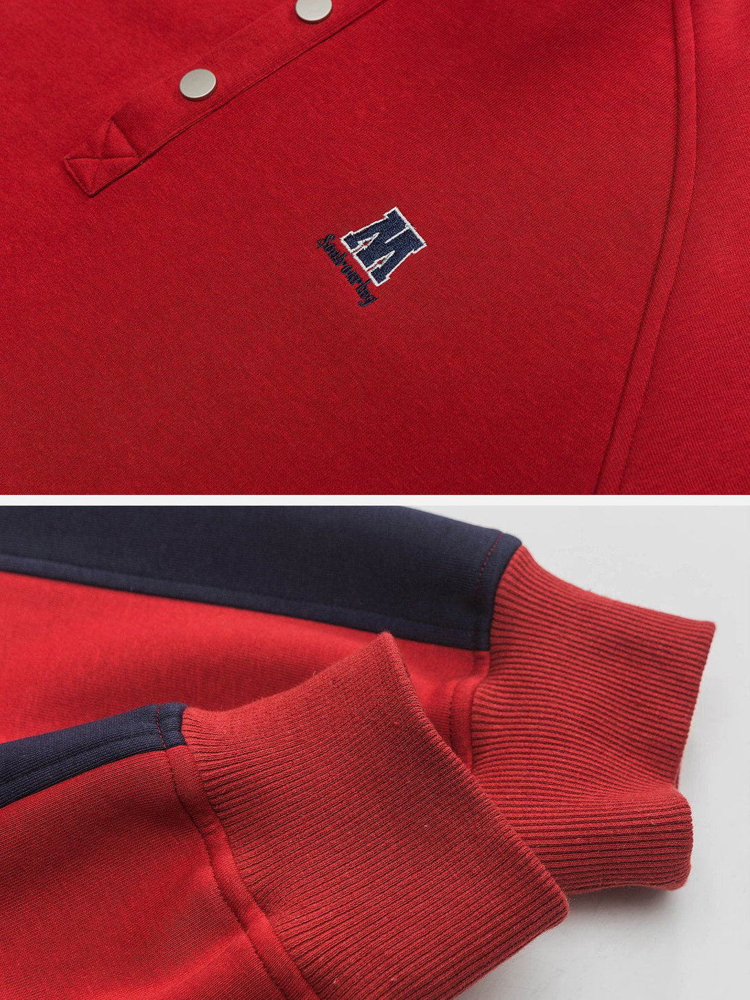 Evapacs - Color Block Polo Sweatshirt- Streetwear Fashion - evapacs.com