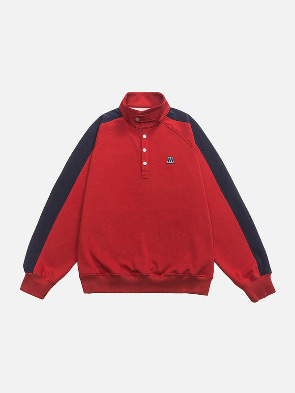 Evapacs - Color Block Polo Sweatshirt- Streetwear Fashion - evapacs.com